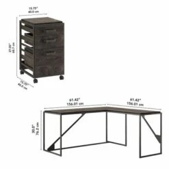 Refinery 62W L Shaped Industrial Desk With Drawers By Bush Furniture - Rustic Gray/Charred Wood 33 Refinery 62W L Shaped Industrial Desk With Drawers By Bush Furniture - Rustic Gray/Charred Wood -Felloweis Store 7bd7411b 8cb0 470d b6c9 5a7a14141b38