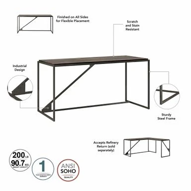Refinery 62W L Shaped Industrial Desk With Drawers By Bush Furniture - Rustic Gray/Charred Wood 11 Refinery 62W L Shaped Industrial Desk With Drawers By Bush Furniture - Rustic Gray/Charred Wood - Image 11