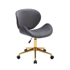 Porthos Home Rudi Office Chair, PU Or Fabric Or Velvet Upholstery, Chrome Legs - Dark Grey Velvet