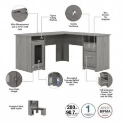 Cabot 60W L-Desk With Hutch, Cabinet And Bookcase By Bush Furniture - White -Felloweis Store 7cad8428 b1ba 4663 bef1 38a2221f41f4