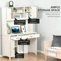 HOMCOM Computer Desk With Cable Management Home Office Workstation With Storage Shelves Drawers Cabinets - Coffee 19 HOMCOM Computer Desk With Cable Management Home Office Workstation With Storage Shelves Drawers Cabinets - Coffee -Felloweis Store 7d078390 1b53 4552 ae11 ead697874e81