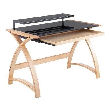 Carson Carrington Bentley Office Desk - Natural Wood & White Frosted Glass 3 Carson Carrington Bentley Office Desk - Natural Wood & White Frosted Glass - Image 3