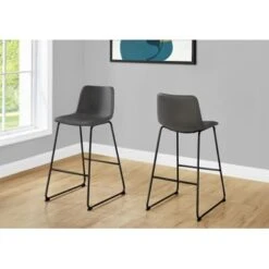 Office Chair/ Bar Height/ Standing/ Computer Desk/ Work/ Pu Leather Look/ Metal/ Grey/ Black/ Contemporary/ Modern