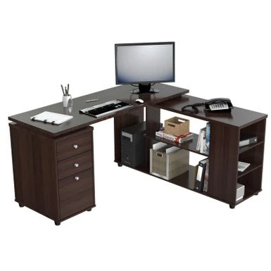 Inval L-shaped Computer Workstation Desk - Espresso 7 Inval L-shaped Computer Workstation Desk - Espresso - Image 7