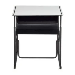 Safco Alphabetter 28" X 20" Premium Top Adjustable Height Stand Up Student Desk With Book Box And Swinging Footrest Bar - White -Felloweis Store 7f7592b6 4f97 4dbb 9398 b6161dd1c4e4
