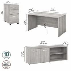 Studio C 60W Desk With Return And Cabinet By Bush Business Furniture - Platinum Gray -Felloweis Store 7f992123 a78f 44eb 89e4 4184b7fca87b