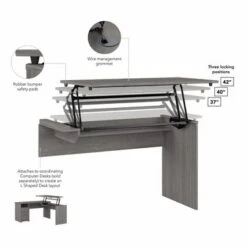 Cabot 3 Position Sit To Stand Desk Return By Bush Furniture - Modern Gray -Felloweis Store 7fd3d9fd fec3 4429 af90 76a2c6178955