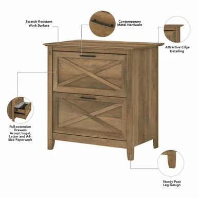 Key West 2 Drawer Lateral File Cabinet By Bush Furniture - Dark Gray Hickory 17 Key West 2 Drawer Lateral File Cabinet By Bush Furniture - Dark Gray Hickory - Image 17