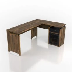 DH BASIC Urban 63-inch Multi-storage L-shape Desk By Denhour - Light Hickory -Felloweis Store 8042ed34 54f2 4c31 a666 ff36ffdfdc76