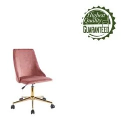 Porthos Home Rae Office Chair, Velvet Upholstery, Gold Chrome Legs - Pink -Felloweis Store 806a2652 50af 4d65 a739 fa1e82af068f