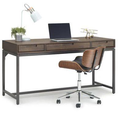 WYNDENHALL Devlin SOLID HARDWOOD Industrial 60 Inch Wide Desk - Walnut Brown 1 WYNDENHALL Devlin SOLID HARDWOOD Industrial 60 Inch Wide Desk - Walnut Brown
