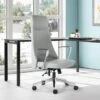 High Back Office Chair With Antimicrobial Fabric - Steel
