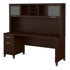 Bush Furniture Somerset 72W Office Desk With Hutch In Ash Gray - Sand Oak -Felloweis Store 834a4c6b ad1c 4736 bcbd 45a1dc3f66fe