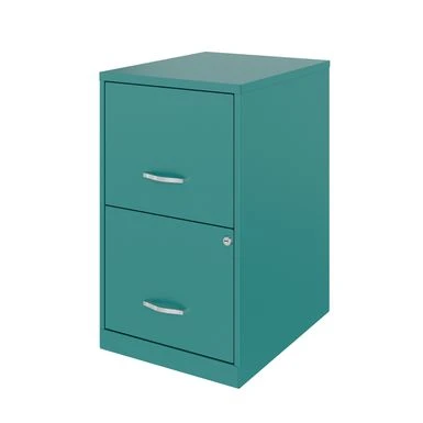 Space Solutions 18in. 2 Drawer Metal File Cabinet, Teal - Silver - Letter 3 Space Solutions 18in. 2 Drawer Metal File Cabinet, Teal - Silver - Letter - Image 3