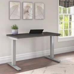 Cabot 48W Electric Height Adjustable Standing Desk By Bush Furniture - Storm Gray/Cool Gray Metallic