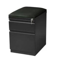 Hirsh 20" D Mobile Pedestal Box File Cabinet With Seat Cushion, Charcoal - Grey