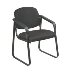 Deluxe Sled Base Arm Chair With Designer Plastic Shell - Black