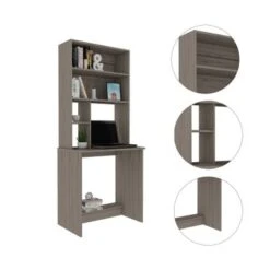 Compu Hutch Desk With 5 Open Shelves - Black -Felloweis Store 8612d197 3f9b 46bc a229 5d5d2fa9409b