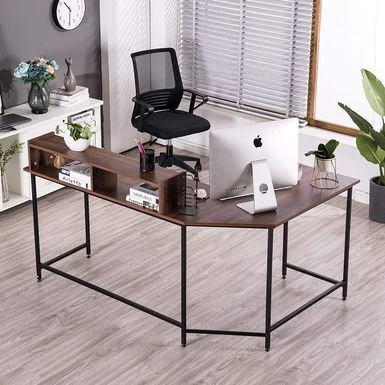 Mcombo L-Shaped Desk Computer Gaming Corner Desk With Large Monitor Stand, Office Writing Workstation With Movable Shelf - Ebony 7 Mcombo L-Shaped Desk Computer Gaming Corner Desk With Large Monitor Stand, Office Writing Workstation With Movable Shelf - Ebony - Image 7