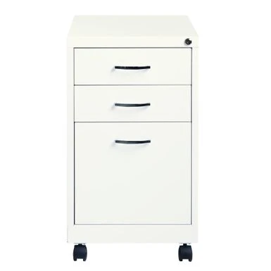 Office Designs White Metal 19-inch 3-drawer Pedestal File Cabinet - White 4 Office Designs White Metal 19-inch 3-drawer Pedestal File Cabinet - White - Image 4