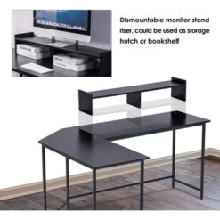 Mcombo L-Shaped Desk Computer Gaming Corner Desk With Large Monitor Stand, Office Writing Workstation With Movable Shelf - Ebony 37 Mcombo L-Shaped Desk Computer Gaming Corner Desk With Large Monitor Stand, Office Writing Workstation With Movable Shelf - Ebony -Felloweis Store 87625cc7 c051 4996 bafb 6682ef076e4a