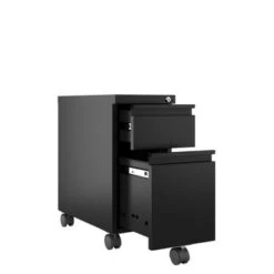 Hirsh 20-inch Deep Mobile Zip Pedestal 2-Drawer Box/File With Full Width Pull, Black - Black - Legal -Felloweis Store 876cb711 7bec 42b6 abd5 fa0a6525fcf6