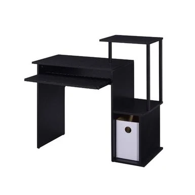 Wooden Computer Desk With Keyboard Tray - Weathered Oak And Black 10 Wooden Computer Desk With Keyboard Tray - Weathered Oak And Black - Image 10