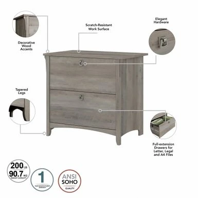 Bush Salinas Mission Desk With Hutch Office Suite In Cape Cod Gray - Driftwood Gray 10 Bush Salinas Mission Desk With Hutch Office Suite In Cape Cod Gray - Driftwood Gray - Image 10