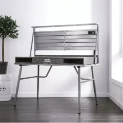 Industrial Silver Desk W/ USB