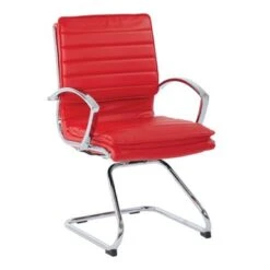 Guest Professional Faux Leather Chair With Chrome Sled Base And Removable Sleeves - Red -Felloweis Store 8832b61f 823a 43ef 8d3e 2fb328d8d676