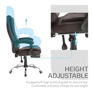 Porthos Home Jett Executive Office Chair, Reclining Backrest, Retractable Footrest - Brown 16 Porthos Home Jett Executive Office Chair, Reclining Backrest, Retractable Footrest - Brown - Image 16