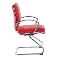 Guest Professional Faux Leather Chair With Chrome Sled Base And Removable Sleeves - Red -Felloweis Store 89b64cc6 6e23 4462 a45e 68584ae76d84