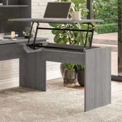 Cabot 3 Position Sit To Stand Desk Return By Bush Furniture - Modern Gray