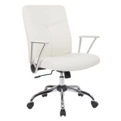 Faux Leather Office Chair With Chrome Base And Built-In Lumbar Support - White 30 Faux Leather Office Chair With Chrome Base And Built-In Lumbar Support - White -Felloweis Store 89d1838b d9c1 4591 958b 68d400ea6186