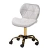 Baxton Studio Savara Contemporary Glam And Luxe Velvet Fabric And Gold Metal Swivel Office Chair - Grey, Gold