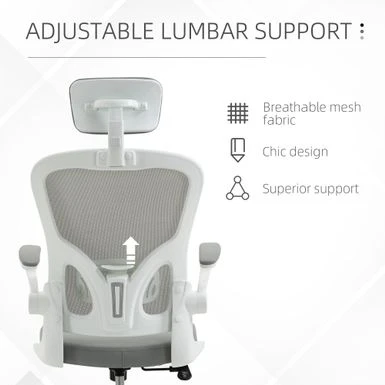 HOMCOM Vinsetto High Back Mesh Chair, Home Office Task Computer Chair With Adjustable Height, Lumbar Back Support, Headrest, And Arms - Black 8 HOMCOM Vinsetto High Back Mesh Chair, Home Office Task Computer Chair With Adjustable Height, Lumbar Back Support, Headrest, And Arms - Black - Image 8