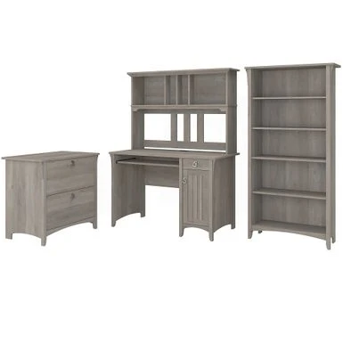 Bush Salinas Mission Desk With Hutch Office Suite In Cape Cod Gray - Driftwood Gray 8 Bush Salinas Mission Desk With Hutch Office Suite In Cape Cod Gray - Driftwood Gray - Image 8