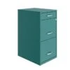 Space Solutions 18" Deep 3 Drawer Metal Organizer File Cabinet, Teal - Green - Letter