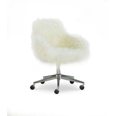Ferdon Faux Fur Office Chair White 6 Ferdon Faux Fur Office Chair White - Image 6