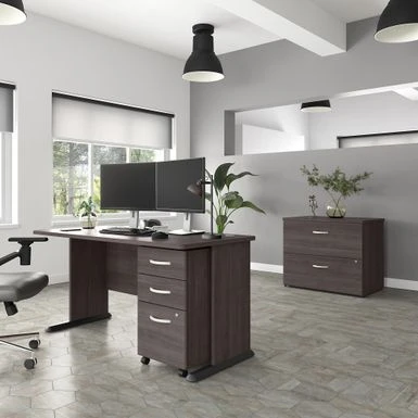 Studio A 60W Computer Desk By Bush Business Furniture - Platinum Gray 16 Studio A 60W Computer Desk By Bush Business Furniture - Platinum Gray - Image 16