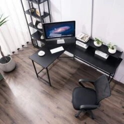 Mcombo L-Shaped Desk Computer Gaming Corner Desk With Large Monitor Stand, Office Writing Workstation With Movable Shelf - Ebony 34 Mcombo L-Shaped Desk Computer Gaming Corner Desk With Large Monitor Stand, Office Writing Workstation With Movable Shelf - Ebony -Felloweis Store 8d9b638f 5271 4575 a29e 0de3c5b9ec03