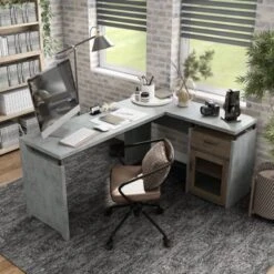 DH BASIC Urban 63-inch Multi-storage L-shape Desk By Denhour - Light Hickory -Felloweis Store 8dbb1fb6 3753 491e bbf6 67715b7db771