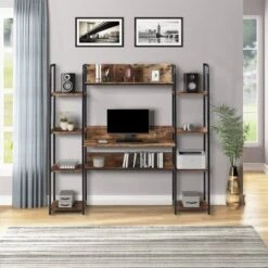 Moda Computer Workstation With Storage Bookshelf - Brown 10 Moda Computer Workstation With Storage Bookshelf - Brown -Felloweis Store 906a7f0a 0794 4428 9f58 df50fa44d85d