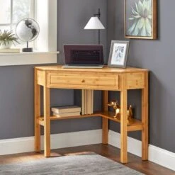 Simple Living Bamboo Corner Desk - Natural Bamboo
