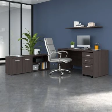 Studio C 60W Desk With Return And Cabinet By Bush Business Furniture - Storm Gray 1 Studio C 60W Desk With Return And Cabinet By Bush Business Furniture - Storm Gray