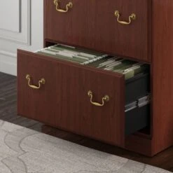 Bush Furniture Saratoga Lateral File Cabinet In Harvest Cherry - Grey -Felloweis Store 924a9361 0f9c 4e81 845b e11e1cd161b8