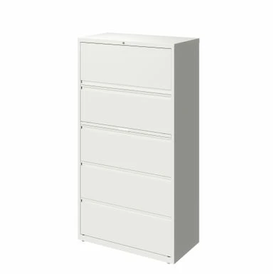 Hirsh 36-in Wide HL10000 Series 5 Drawer Lateral File Cabinet With Posting Shelf And Roll-Out Binder Storage, White - Legal - White 3 Hirsh 36-in Wide HL10000 Series 5 Drawer Lateral File Cabinet With Posting Shelf And Roll-Out Binder Storage, White - Legal - White - Image 3