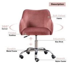 Corvus Braff Velvet Upholstered Adjustable Ergonomic Office Chair - Cherry -Felloweis Store 9459651b 2ff1 4b08 9eee 2d951e2a74c0