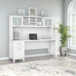 Bush Furniture Somerset 72W Office Desk With Hutch In Ash Gray - Sand Oak -Felloweis Store 94cbbc6f ddf2 4103 92a4 85023ea71a17