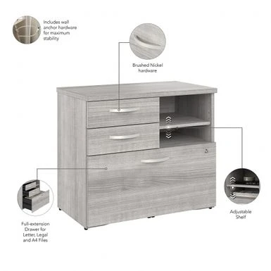 Studio A Storage Cabinet With Drawers By Bush Business Furniture - Platinum Gray 6 Studio A Storage Cabinet With Drawers By Bush Business Furniture - Platinum Gray - Image 6